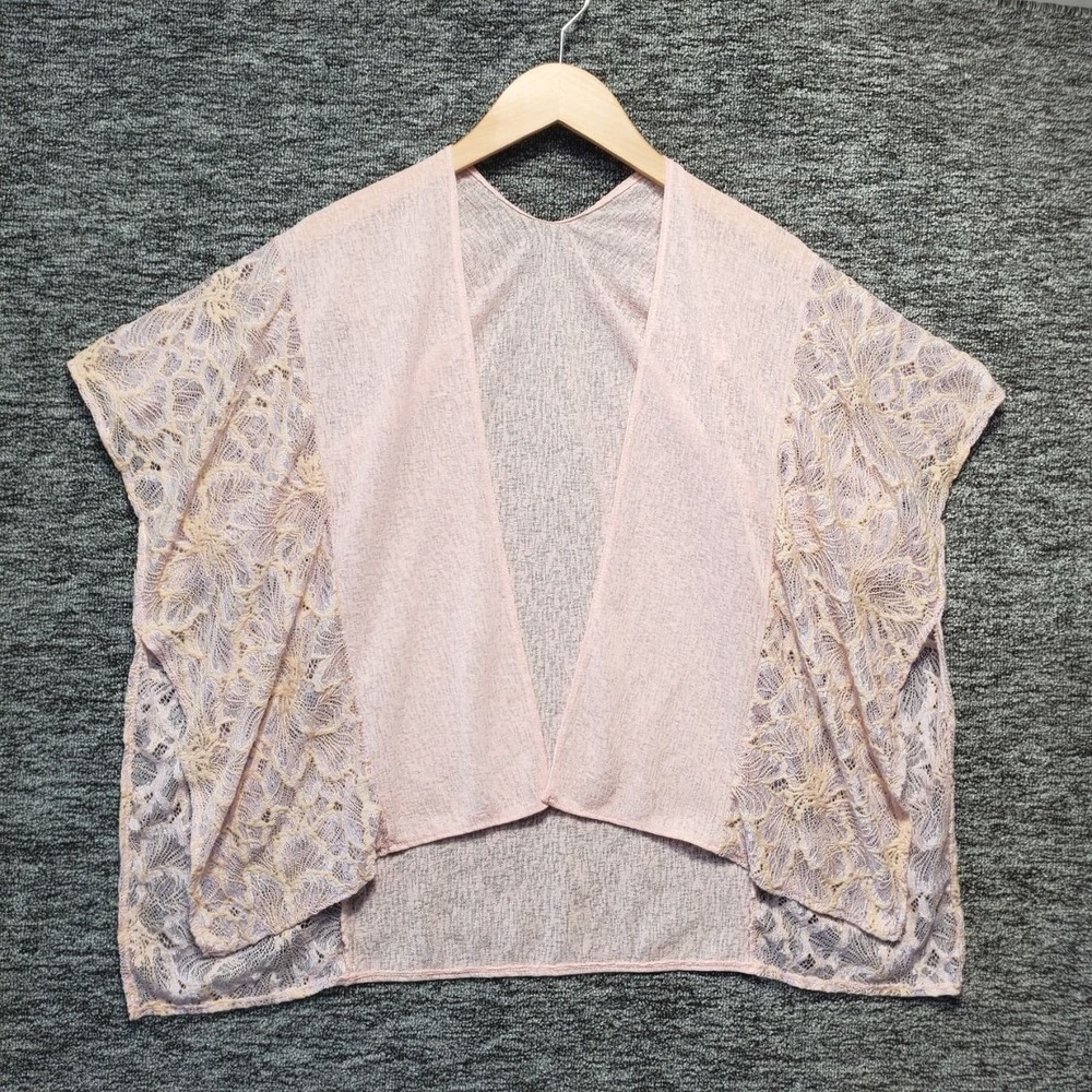 Pink Lace Kimono Cardigan Womens Boho‎ Sheer Floral Crochet Cover Up Fairycore